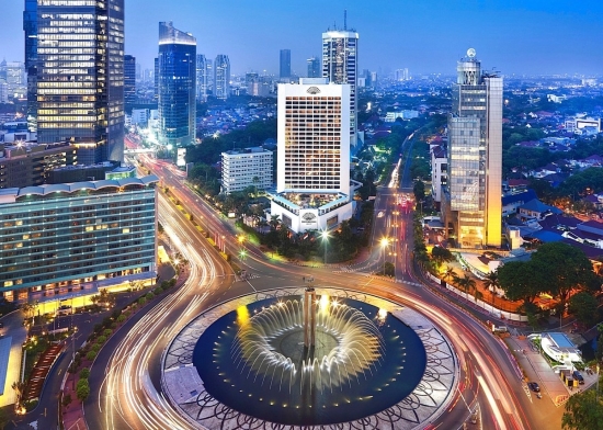 Джакарта вид на город центральная улица.