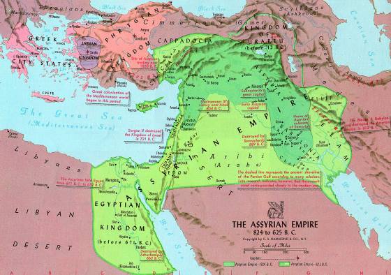 Ассирия на карте мира.