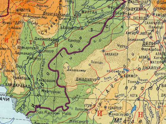 Пустыня Тар На карте Индии.