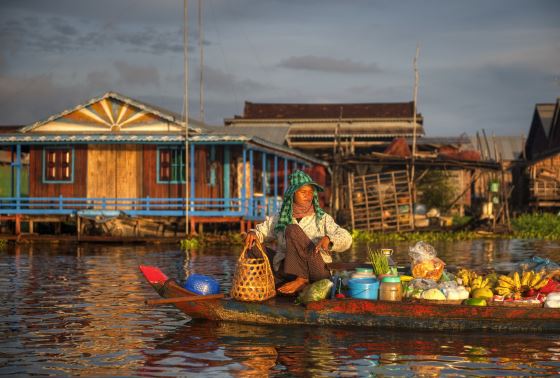 Знаменитая плавучая деревня в Камбодже