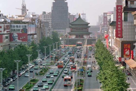 Город Сиань главная улица - Китай достопримечательности.